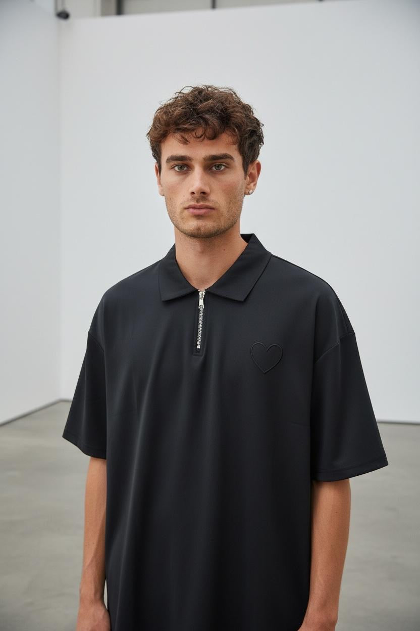 Polo Noir Zippé Connect Studio Paris