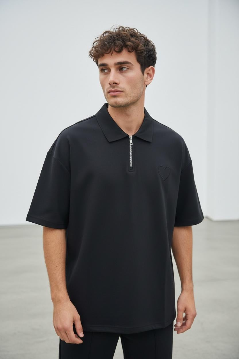 Polo Noir Zippé Connect Studio Paris