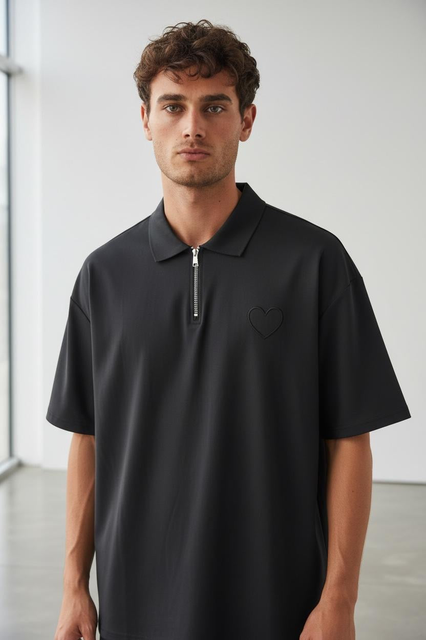 Polo Noir Zippé Connect Studio Paris